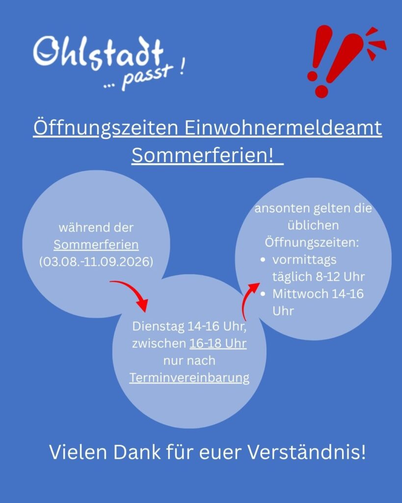 Öffnungszeiten Sommerferien